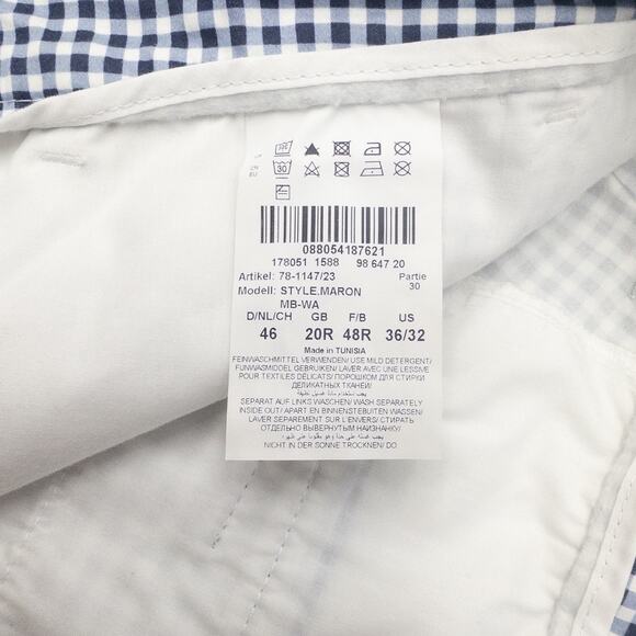 Brax Maron Blue Gingham Frayed Hem Stretch Cotton Pants Women's 36 US 16 - Picture 5 of 7